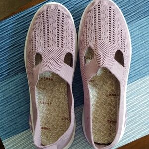 Lavender Slip-On Knit Sneakers